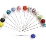 12pins Round Shape Faux Pearl Diamond Studded Multicolour Hijab Pins