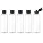 5pcs 100ml Empty Clear Plastic Squeeze Bottles with Black Flip Cap