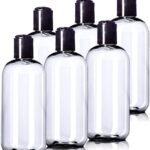 12pcs 200ml Empty Clear Plastic Bottles Refillable Travel Size with Black Flip Cap