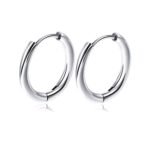 Classic Silver Plain Thin Huggie Hoop Ear Lobe Earrings(1 Pair)