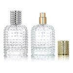 50ml 2pcs Gold & Silver Empty Refillable Glass Bottle with Spray Pump and Cap