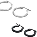 Hunky Dory Black | Silver Earrings For Men | Women (2 Pairs)