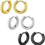 Hunky Dory Silver | Black | Gold Earrings for Men | Women (3 Pairs)