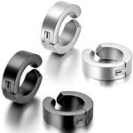 Hunky Dory Combo Black and Silver Earring For Men And Women (2 Pairs)