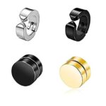 Hunky Dory Black, Gold, Silver Combo Magnetic Earrings for Men | Women (Pack of 4 Pcs)