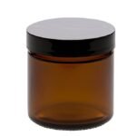 Hunky Dory Acrylic 100 Gram Royal Amber Base Jar Black Cap Glass Container for (Pack of 12)