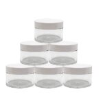 Hunky Dory Acrylic 25Grams Milky White Cap Transparent Jar Container for (Pack of 12)