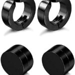 Hunky Dory Black Magnetic Black Combo Earring For Men | Women (2 Pairs)