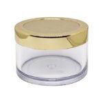 Hunky Dory Acrylic 50Grams Royal Gold Cap Glass Transparent Container for (Pack of 12)