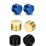 Hunky Dory Black, Gold, Blue Metal Combo Earrings for Men | Women (3 Pairs)