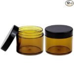 Hunky Dory Acrylic 50gram Royal Amber Base Jar Black Cap Glass Container for (Pack of 12)