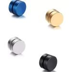 Hunky Dory Black, Blue, Gold, Silver Combo Earrings for Men | Women (Pack of 4)
