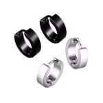 Hunky Dory Silver & Black Earrings Combo For Men | Women (2 Pairs)
