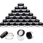 Hunky Dory Acrylic 15gram Royal Black Cap Glass Transparent Jar Container for (12-pcs)