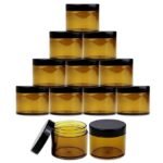 Hunky Dory Acrylic 15gram Royal Amber Base Jar Black Cap Glass Container for (Pack of 12)