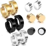 Hunky Dory Black, Silver, Golden Combo Earrings for Men | Women (6 Pairs)