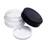 Hunky Dory Acrylic 8gram Royal Black Cap Glass Transparent Jar Container for (12-pcs)