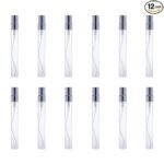 Hunky Dory 12pcs 20-ml Glass Perfume Spray Bottles with Metally Pump (Pack of 12, Silver)