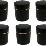 Hunky Dory PET Jar Plastic Black Round Gold Ring Cosmetics Shan Container With (Pack of 12)