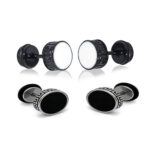 Hunky Dory Black | Silver Earrings For Men | Women (2 Pair)