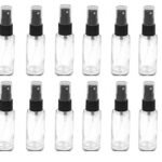 Hunky Dory 12pcs 3ml Transparent Empty Glass Spray Bottle Refillable With Black Pump Sanitizer, Toner, Perfume, Attar, Lotion, Moisture, Oil, Multi use Bottles