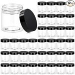 Hunky Dory PET Jar 100 Gram Plastic Transparent with Black Cap Container for (Pack of 12)