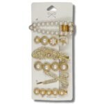Hunky Dory Luxury Bridal Diamond Pearl Studded Gold Finish Brooch | Saree Pins | Hijab Pins | Burqa Pins | Dress | Duppatta Pins For Girls | Women (Pack of 6)