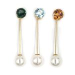 Hunky Dory Muticolour Daimond Stud Hijab Pins | Brooch for Women (Pack of 3)