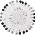 Hunky Dory Royal Arabic Black & White Rhinestone Hijab Pins | Brooch for Women (Pack of 30)