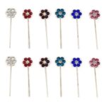 Hunky Dory Traditional Matte Multicolour Safety Pins | Brooch | Saree Pins | Hijab Pins for Women | Girls (Pack Of 12)