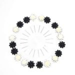 Hunky Dory Floral Luxury Arabic Crystal Black | White Hijab Pins | Brooch for Girls | Women (Pack of 20)