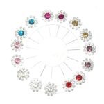 Hunky Dory Royal Arabic Multicolour Diamond Studded Hijab Pins | Brooch for Women (Pack of 15)