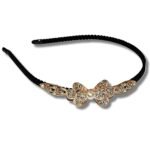 Hunky Dory Princess Velvet Crown Metal Hair Band Hair Accessories With Diamond Studded Pearl Crystal For Women | Girls | Baby