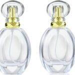 Hunky Dory 2pcs 50ml Empty Clear Glass Delicated Perfume Decant Spray Bottles with Metally Pump and Fancy Cap For DIY Perfume, Essential Oils, Travel Use