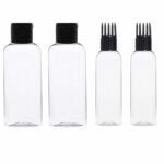 Hunky Dory 4pcs 100ml Combo Hair Root Applicator Bottles With Comb Cap & Flip Cap For Hair Oil, Shampoo Travel Size, Cosmetic Containers,Transparent Leak Proof Squeeze Bottles | Refillable,Reusable