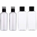 Hunky Dory 4pcs 200ml Combo Hair Root Applicator Bottles With Comb Cap & Flip Cap For Hair Oil, Shampoo Travel Size, Cosmetic Containers,Transparent Leak Proof Squeeze Bottles | Refillable,Reusable