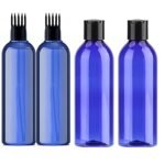 Hunky Dory 4pcs 100ml Combo Hair Root Applicator Bottles With Comb Cap & Flip Cap For Hair Oil, Shampoo Travel Size, Cosmetic Containers,Blue Leak Proof Squeeze Bottles | Refillable,Reusable