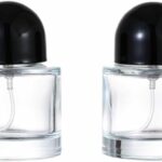 Hunky Dory 2pcs 30ml Empty Clear Glass Delicated Perfume Decant Spray Bottles with Metally Pump and Unique Cap For DIY Perfume, Essential Oils, Rose Water, Travel Use (Black)