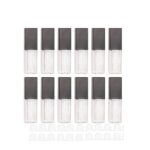 Hunky Dory 12pcs 2ml Sqaure Premium Qaulity Plastic Unbreakable Travel Empty Black Lip Gloss,Lip Care,Costemic, Oil Bottles Transparent Empty Clear Lip Containers Tubes,Refillable Bottle With Plug