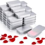 Hunky Dory 12pcs 10gram Silver Aluminium Small Slider Top Tin Lip Balm Tins with Lids Rectangular Metal Tins Containers for Lip Balm, Candies, Jewelry, Crafts Pills, Storage Kit, Cosmetic & Beauty