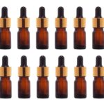 Hunky Dory 12pcs 5ml Amber Glass Dropper Bottle with Cap for Essential Oils, Fragrances, Perfumes,Serum Bottles,Essential Oil Bottles DIY Skin Care.