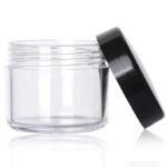 Hunky Dory 12pcs 25grams PS Acrylic Transparent with Black Cap with LID Cosmetics Container for Creams,Lip Balm, Body Butter, Essential Oil, Costemic, Makeup, Travel Use