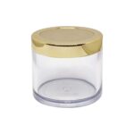 Hunky Dory 12pcs Acrylic 100 Grams Royal Gold Cap Glass Transparent Cosmetics Shan Jar Container for Creams,Lip Balm, Body Butter, Essential oil, Costemic, Makeup Use