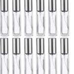 Hunky Dory 12pcs 8ml Sqaure Transparent Empty Glass Pen Spray Bottle Refillable With Silver Pump And Silver Cap Toner, Perfume, Attar, Lotion, Moisture,Bottles