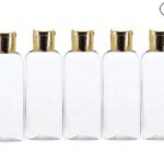 Hunky Dory 100ml Empty Clear Plastic Bottles Refillable Travel Size Cosmetic Containers Small Leak Proof Squeeze Bottles with Gold Flip Cap for Toiletries,Shampoo,Oil po-6