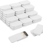 Hunky Dory 12pcs 10gram Aluminium White Small Slide Top Tin Lip Balm Rectangular Metal Tins Containers for Solid Perfume Lip Balm, Candies, Jewelry, Crafts Pills, Storage Kit, Cosmetic & Beauty