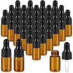 Hunky Dory 12pcs 2ml Mini Amber Glass Dropper Bottles Small Sample Vials for Traveling Essential, Oils,Cosmetic, Liquid, Perfume