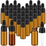 Hunky Dory 12pcs 5ml Mini Amber Glass Dropper Bottles Small Sample Vials for Traveling Essential, Oils,Cosmetic, Liquid, Perfume