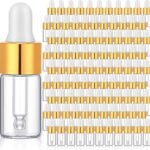 Hunky Dory 12pcs 3ml Mini Transparent Glass Dropper Bottles Small Sample Vials for Traveling Essential, Oils,Cosmetic, Liquid, Perfume
