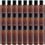 Hunky Dory 12pcs 50ml Amber Empty Plastic Bottles Refillable Travel Size Cosmetic Travelling Containers Small Leak Proof Squeeze Bottles with Black Flip Cap for Toiletries Oil,Shampoo.